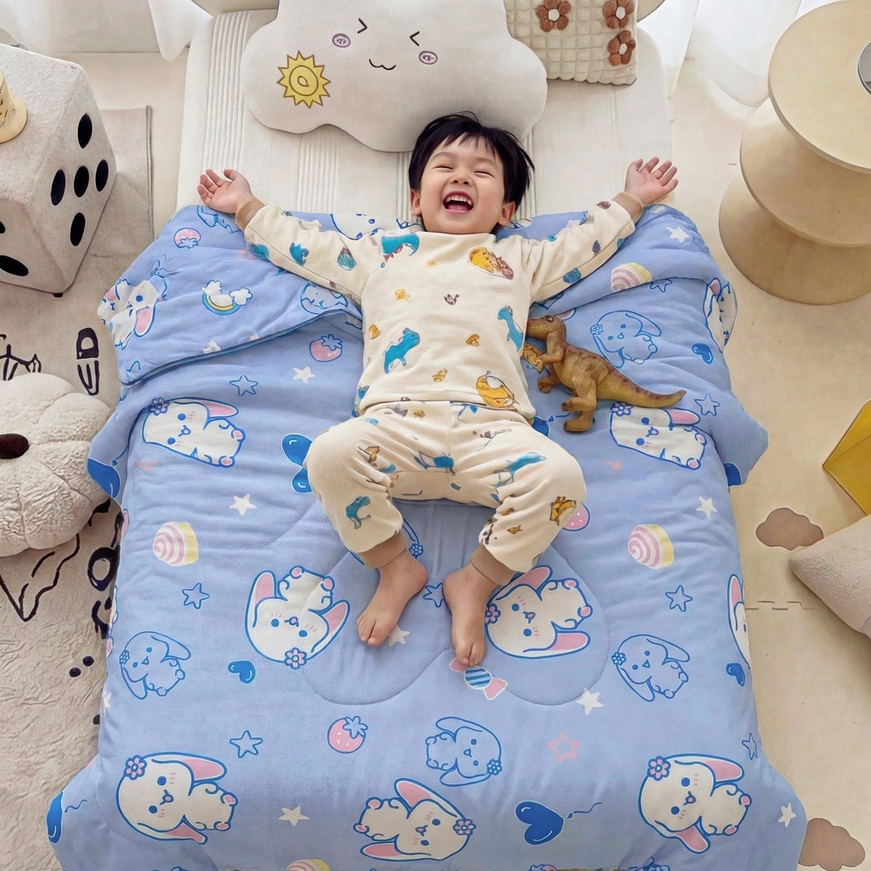 91家纺网 家纺一手货源 找家纺 春妮家纺 2026新款卡通幼儿园全棉儿童夏被夏凉被空调被 甜心玉桂狗