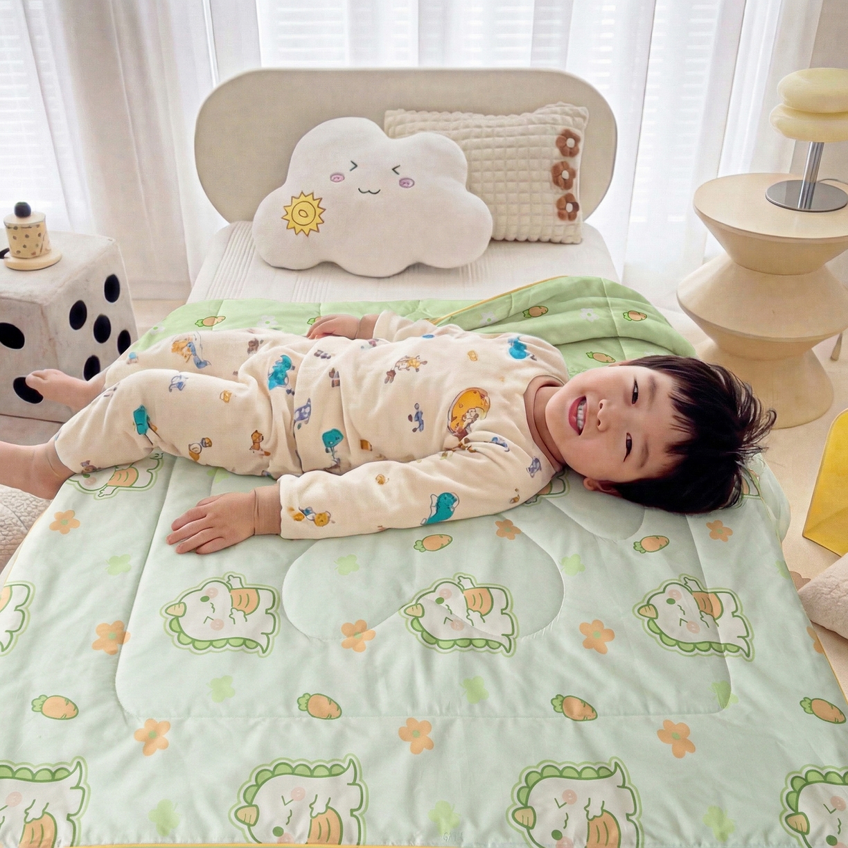 91家纺网 家纺一手货源 找家纺 春妮家纺 2026新款卡通幼儿园全棉儿童夏被夏凉被空调被 萌萌奶龙