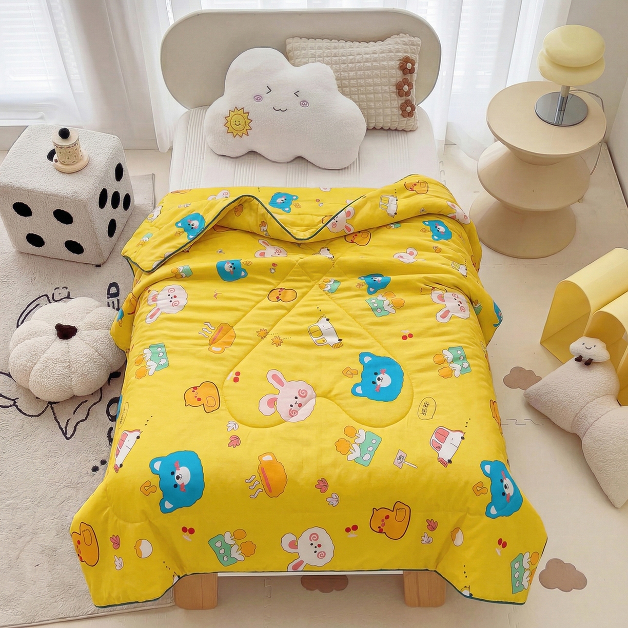 91家纺网 家纺一手货源 找家纺 春妮家纺 2026新款卡通幼儿园全棉儿童夏被夏凉被空调被 萌宠乐园