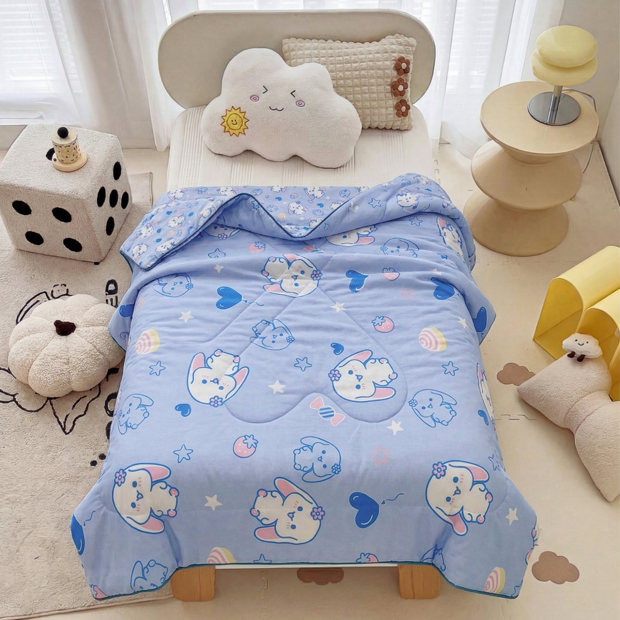 91家纺网 家纺一手货源 找家纺 春妮家纺 2026新款卡通幼儿园全棉儿童夏被夏凉被空调被 甜心玉桂狗