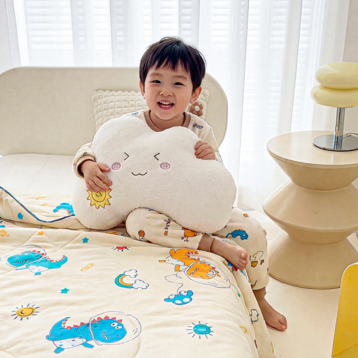 91家纺网 家纺一手货源 找家纺 春妮家纺 2026新款卡通幼儿园全棉儿童夏被夏凉被空调被 恐龙假日