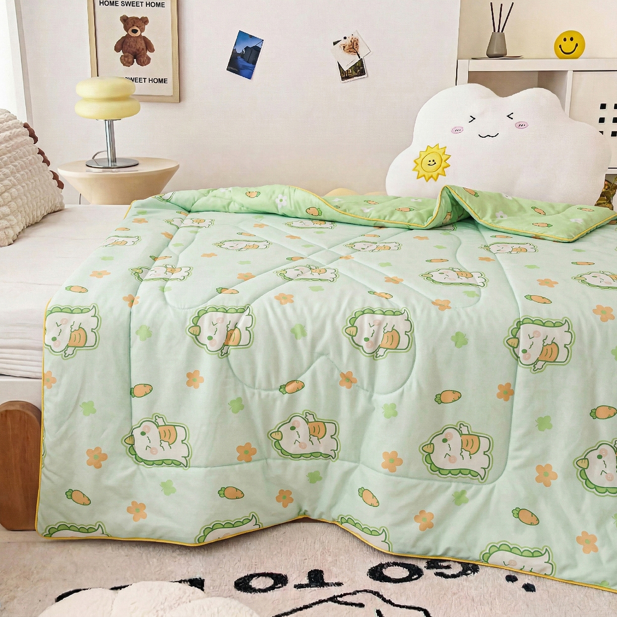 91家纺网 家纺一手货源 找家纺 春妮家纺 2026新款卡通幼儿园全棉儿童夏被夏凉被空调被 萌萌奶龙