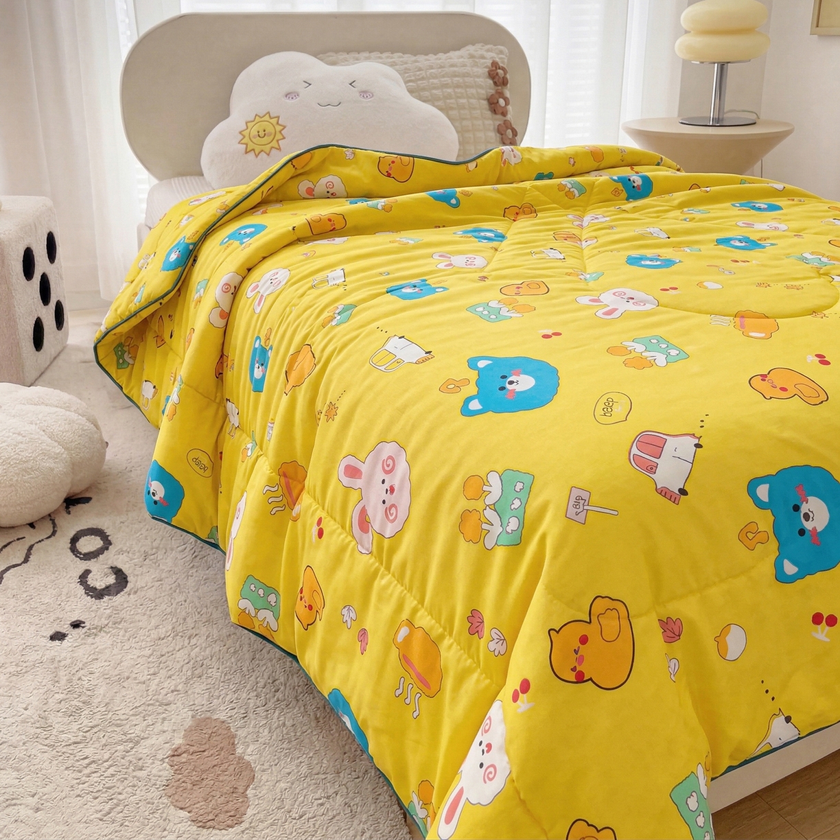 91家纺网 家纺一手货源 找家纺 春妮家纺 2026新款卡通幼儿园全棉儿童夏被夏凉被空调被 萌宠乐园