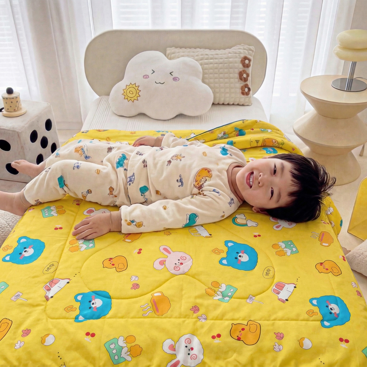 91家纺网 家纺一手货源 找家纺 春妮家纺 2026新款卡通幼儿园全棉儿童夏被夏凉被空调被 萌宠乐园