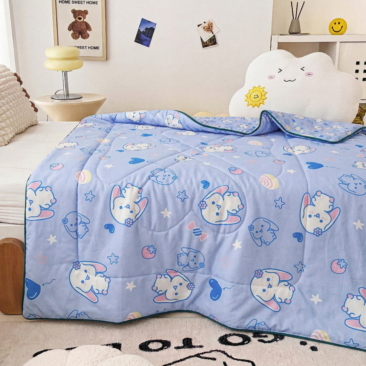 91家纺网 家纺一手货源 找家纺 春妮家纺 2026新款卡通幼儿园全棉儿童夏被夏凉被空调被 甜心玉桂狗