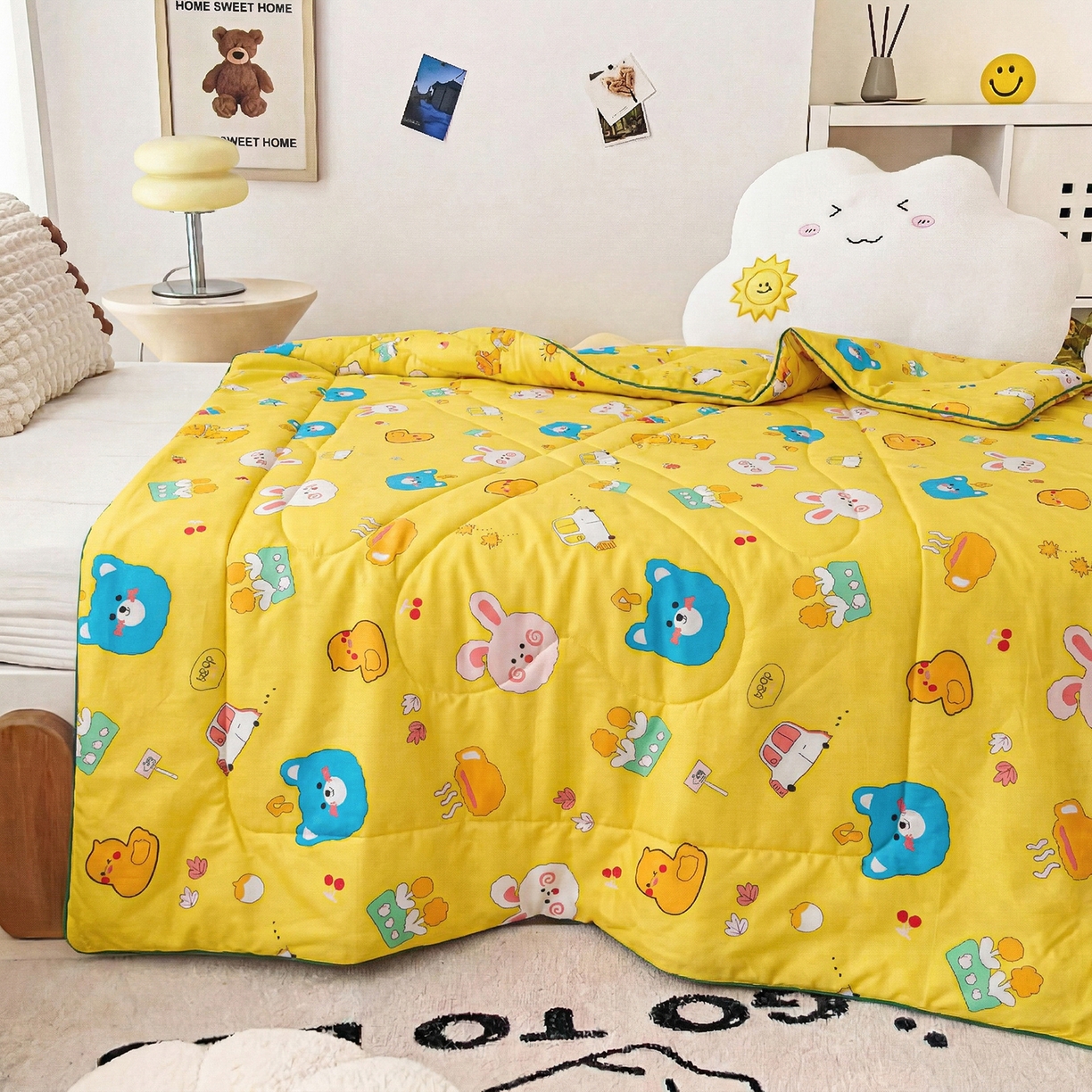 91家纺网 家纺一手货源 找家纺 春妮家纺 2026新款卡通幼儿园全棉儿童夏被夏凉被空调被 萌宠乐园