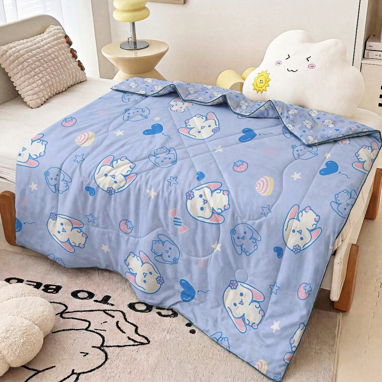 91家纺网 家纺一手货源 找家纺 春妮家纺 2026新款卡通幼儿园全棉儿童夏被夏凉被空调被 甜心玉桂狗