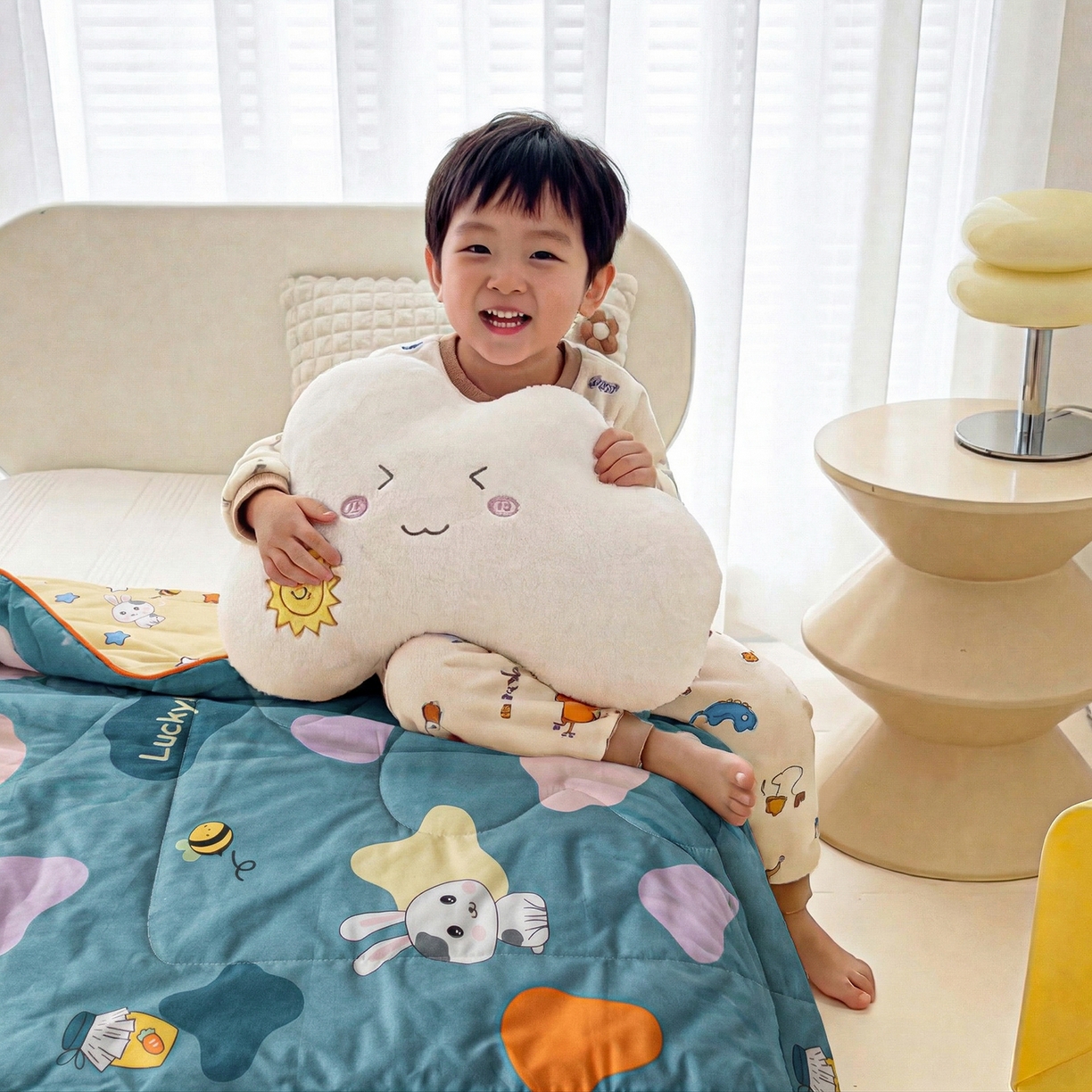 91家纺网 家纺一手货源 找家纺 春妮家纺 2026新款卡通幼儿园全棉儿童夏被夏凉被空调被 兔子甜甜