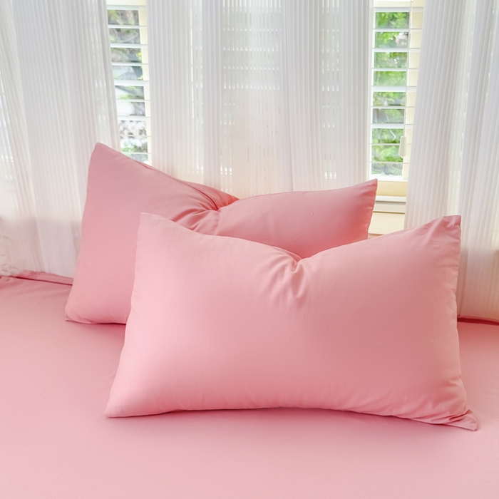 91家纺网 家纺一手货源 找家纺 疆东 2026高端100%新疆长绒棉100支纯棉全棉磨毛四件套纯色双拼全棉纯棉磨毛四件套单被套床单床笠单品 M粉色