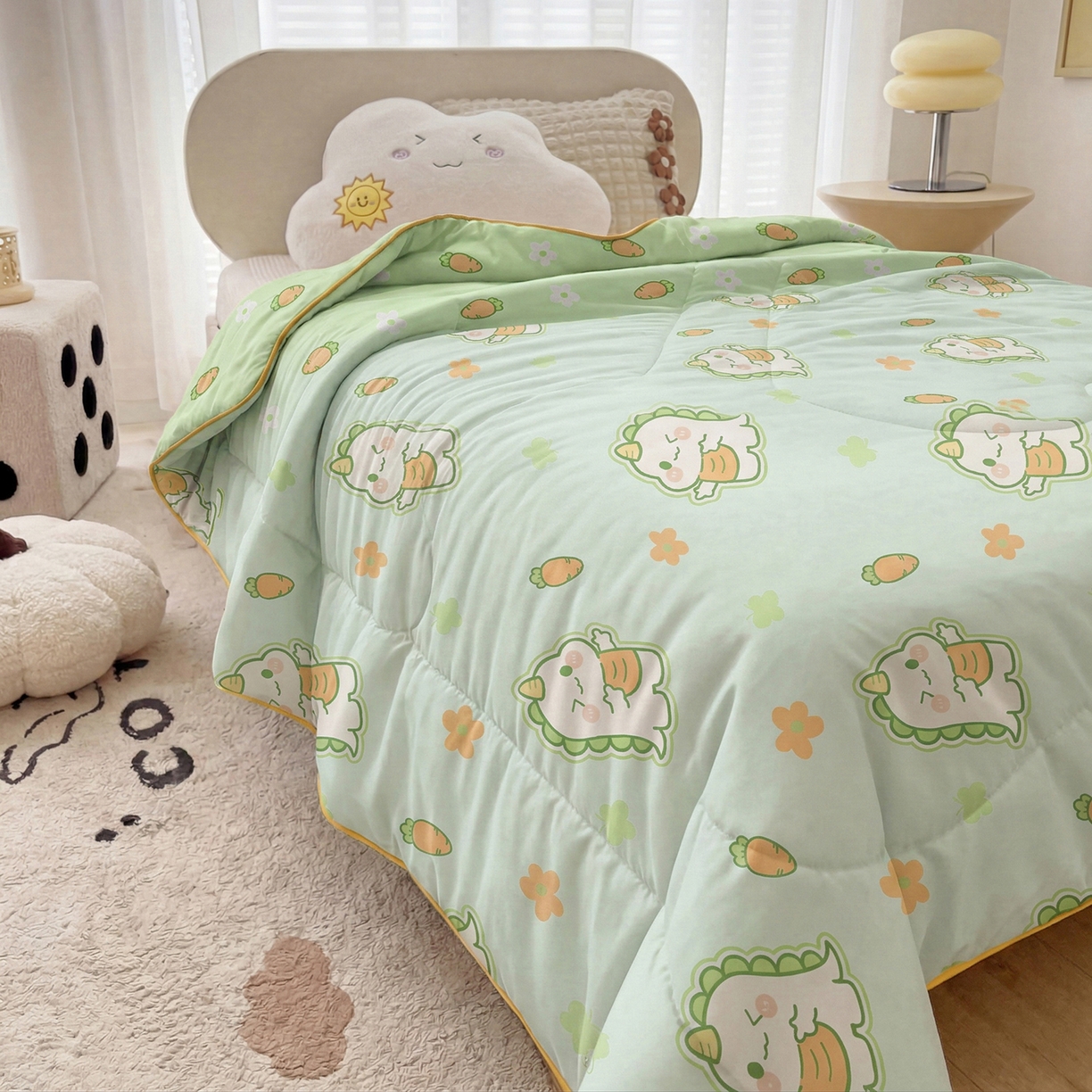 91家纺网 家纺一手货源 找家纺 春妮家纺 2026新款卡通幼儿园全棉儿童夏被夏凉被空调被 萌萌奶龙