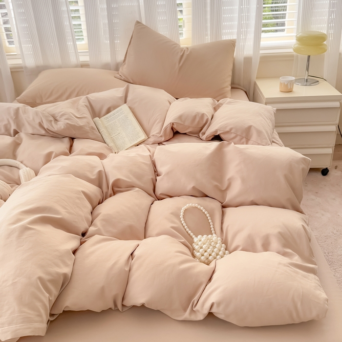 91家纺网 家纺一手货源 找家纺 疆东 2026高端100%新疆长绒棉100支纯棉全棉磨毛四件套纯色双拼全棉纯棉磨毛四件套单被套床单床笠单品 M卡其