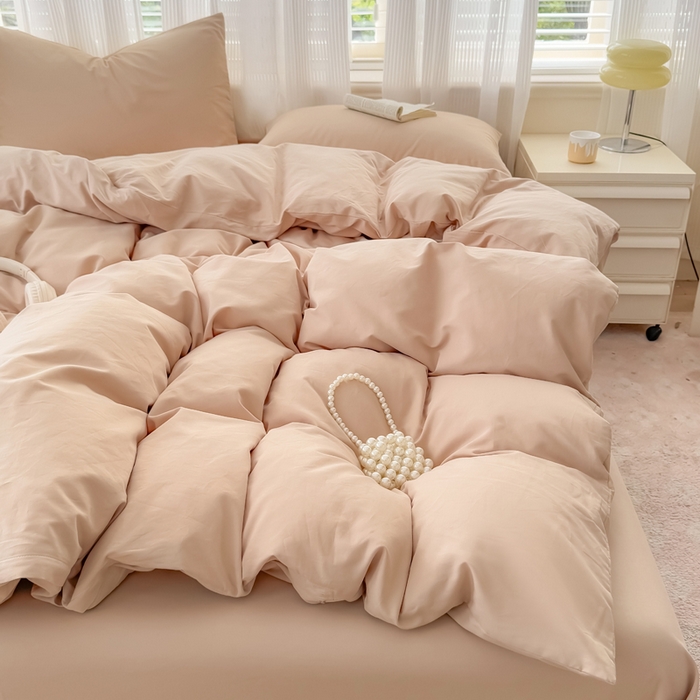 91家纺网 家纺一手货源 找家纺 疆东 2026高端100%新疆长绒棉100支纯棉全棉磨毛四件套纯色双拼全棉纯棉磨毛四件套单被套床单床笠单品 M卡其