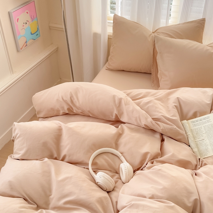 91家纺网 家纺一手货源 找家纺 疆东 2026高端100%新疆长绒棉100支纯棉全棉磨毛四件套纯色双拼全棉纯棉磨毛四件套单被套床单床笠单品 M卡其