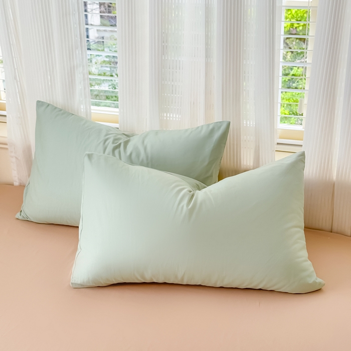 91家纺网 家纺一手货源 找家纺 疆东 2026高端100%新疆长绒棉100支纯棉全棉磨毛四件套纯色双拼全棉纯棉磨毛四件套单被套床单床笠单品 M水绿+M卡其