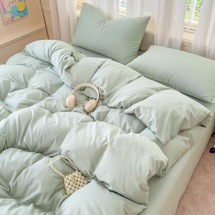 91家纺网 家纺一手货源 找家纺 疆东 【疆东】2026高端100%新疆全棉长绒棉磨毛被套纯色100支纯棉磨毛被套单品件被罩学生单双人被套 M水绿单被套（长绒棉全棉磨毛）