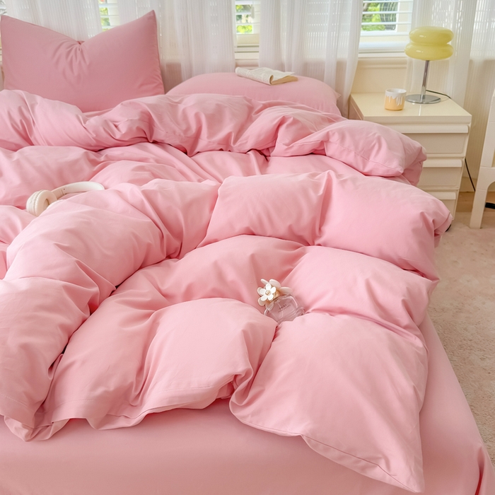 91家纺网 家纺一手货源 找家纺 疆东 【疆东】2026高端100%新疆全棉长绒棉磨毛被套纯色100支纯棉磨毛被套单品件被罩学生单双人被套 M粉色单被套（长绒棉全棉磨毛）