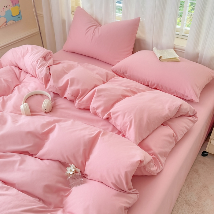 91家纺网 家纺一手货源 找家纺 疆东 【疆东】2026高端100%新疆全棉长绒棉磨毛被套纯色100支纯棉磨毛被套单品件被罩学生单双人被套 M粉色单被套（长绒棉全棉磨毛）