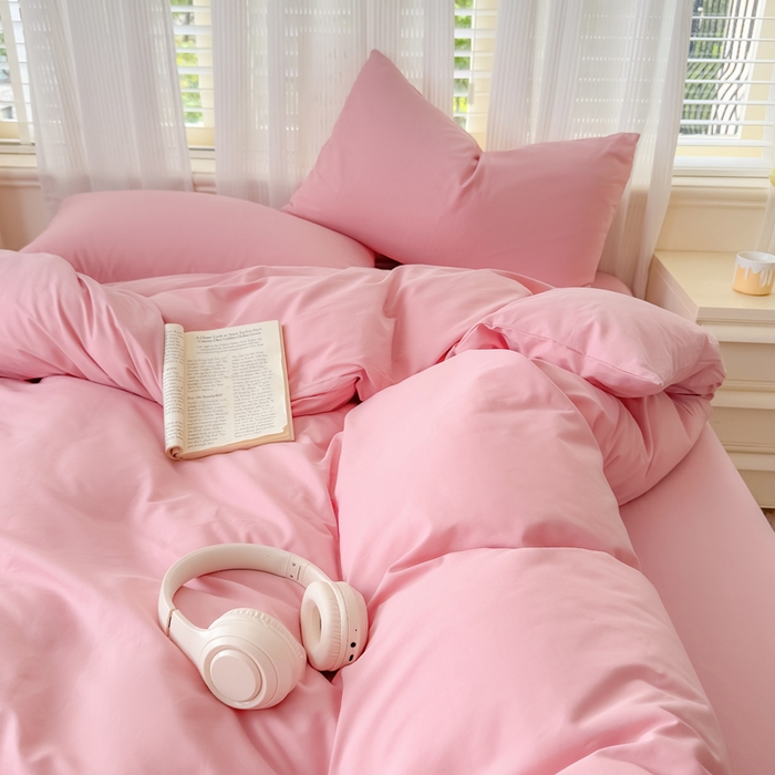 91家纺网 家纺一手货源 找家纺 疆东 【疆东】2026高端100%新疆全棉长绒棉磨毛被套纯色100支纯棉磨毛被套单品件被罩学生单双人被套 M粉色单被套（长绒棉全棉磨毛）