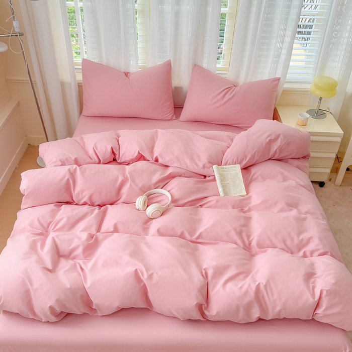 91家纺网 家纺一手货源 找家纺 疆东 【疆东】2026高端100%新疆全棉长绒棉磨毛被套纯色100支纯棉磨毛被套单品件被罩学生单双人被套 M粉色单被套（长绒棉全棉磨毛）