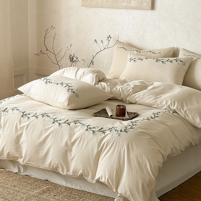 91家纺网 家纺一手货源 找家纺 （总）Mr.pig猪先生水洗棉 2026新款棉麻绣花四件套（展示价格为平台控价，供货价格联系门市）