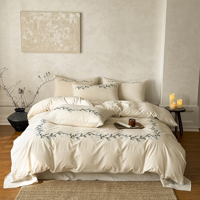 91家纺网 家纺一手货源 找家纺 （总）Mr.pig猪先生水洗棉 2026新款棉麻绣花四件套（展示价格为平台控价，供货价格联系门市）