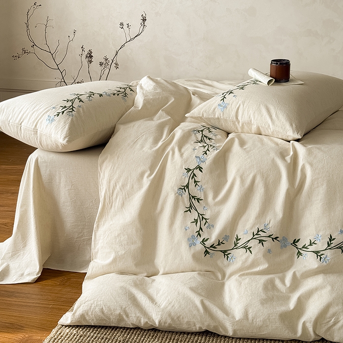 91家纺网 家纺一手货源 找家纺 （总）Mr.pig猪先生水洗棉 2026新款棉麻绣花四件套（展示价格为平台控价，供货价格联系门市）