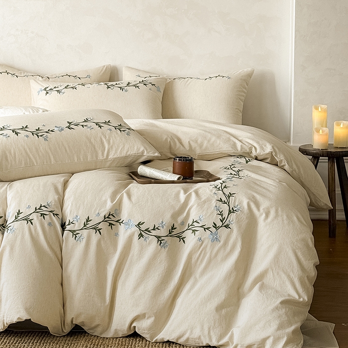 91家纺网 家纺一手货源 找家纺 （总）Mr.pig猪先生水洗棉 2026新款棉麻绣花四件套（展示价格为平台控价，供货价格联系门市）