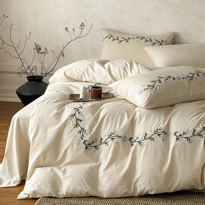 91家纺网 家纺一手货源 找家纺 （总）Mr.pig猪先生水洗棉 2026新款棉麻绣花四件套（展示价格为平台控价，供货价格联系门市）