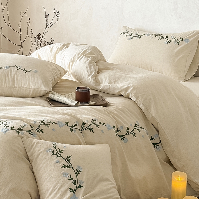 91家纺网 家纺一手货源 找家纺 （总）Mr.pig猪先生水洗棉 2026新款棉麻绣花四件套（展示价格为平台控价，供货价格联系门市）