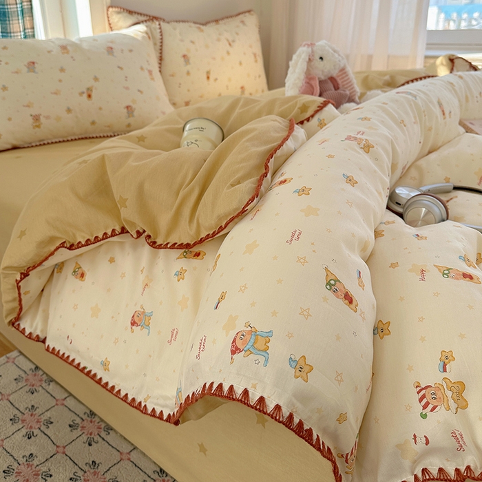 91家纺网 家纺一手货源 找家纺 （总）瑞莱 （持续上新）2026新款全棉纯棉印花贝壳边四件套