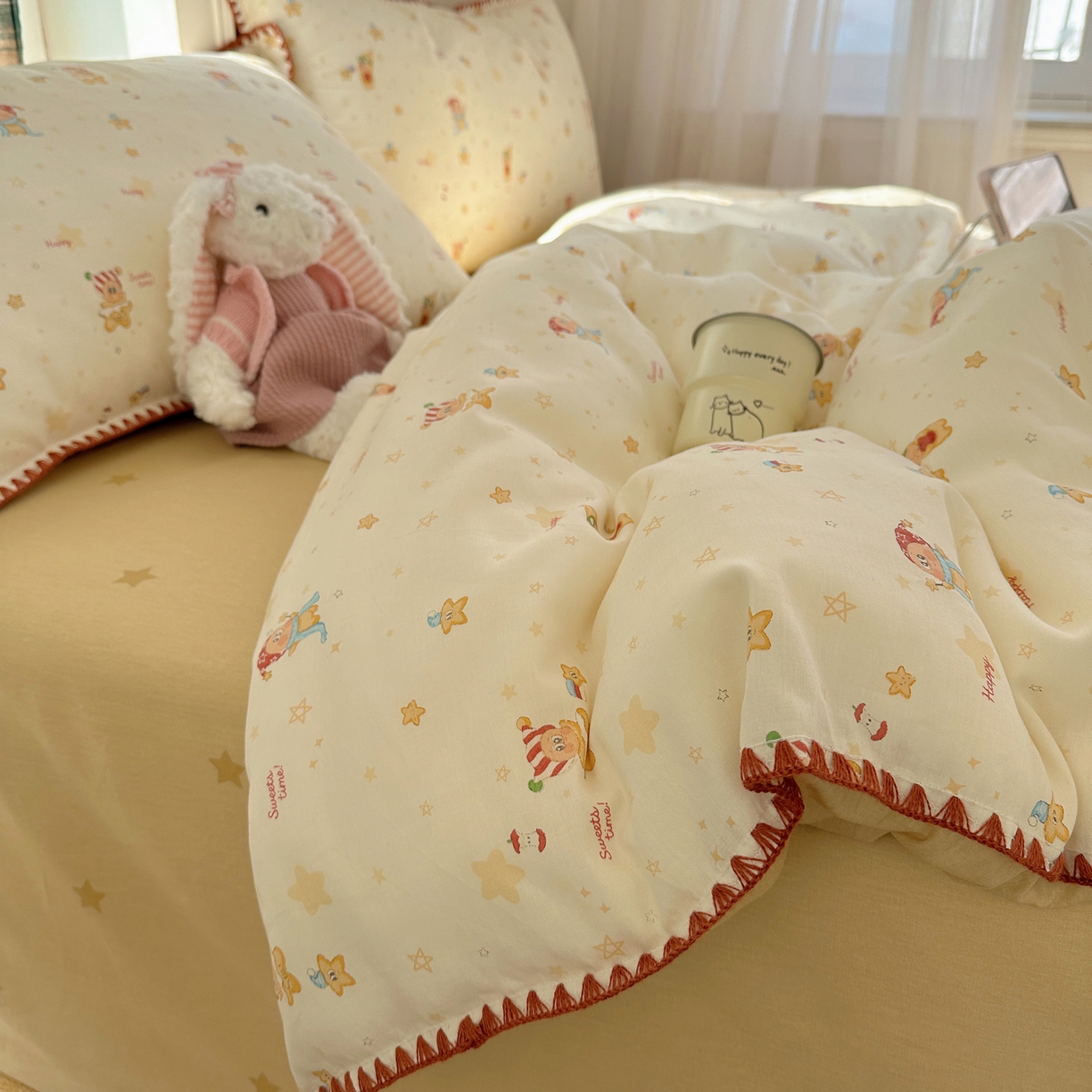 91家纺网 家纺一手货源 找家纺 瑞莱 （持续上新）2026新款全棉纯棉印花贝壳边四件套 小町的家