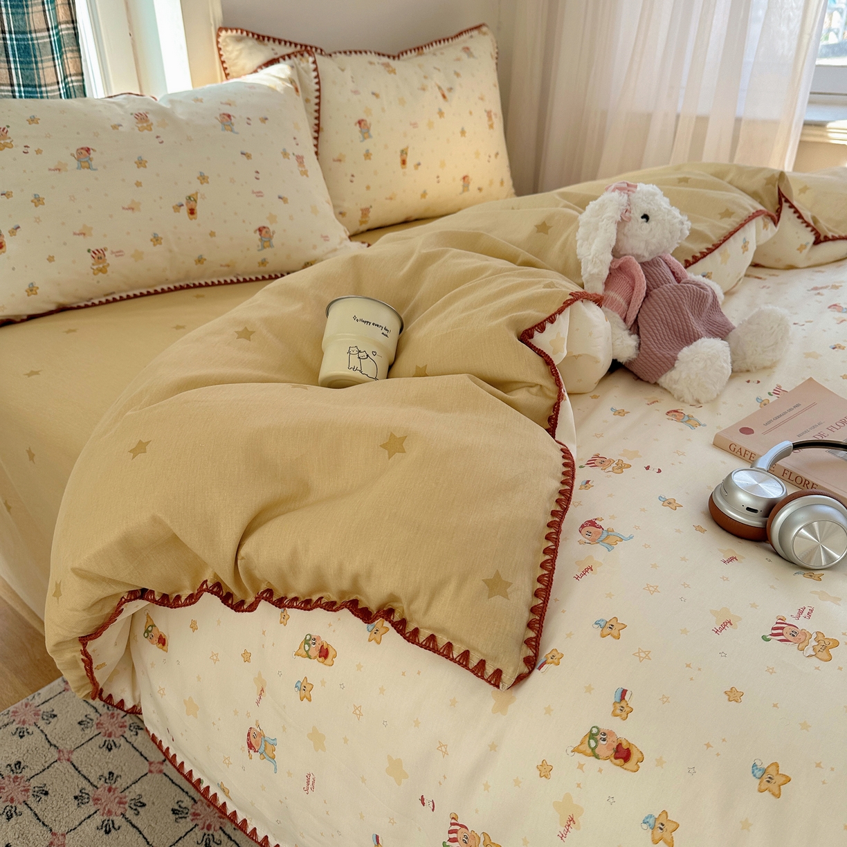 91家纺网 家纺一手货源 找家纺 瑞莱 （持续上新）2026新款全棉纯棉印花贝壳边四件套 小町的家