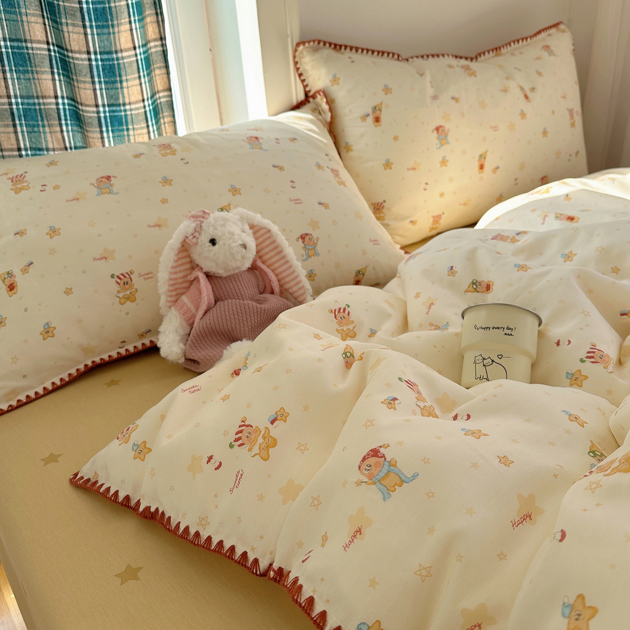 91家纺网 家纺一手货源 找家纺 瑞莱 （持续上新）2026新款全棉纯棉印花贝壳边四件套 小町的家