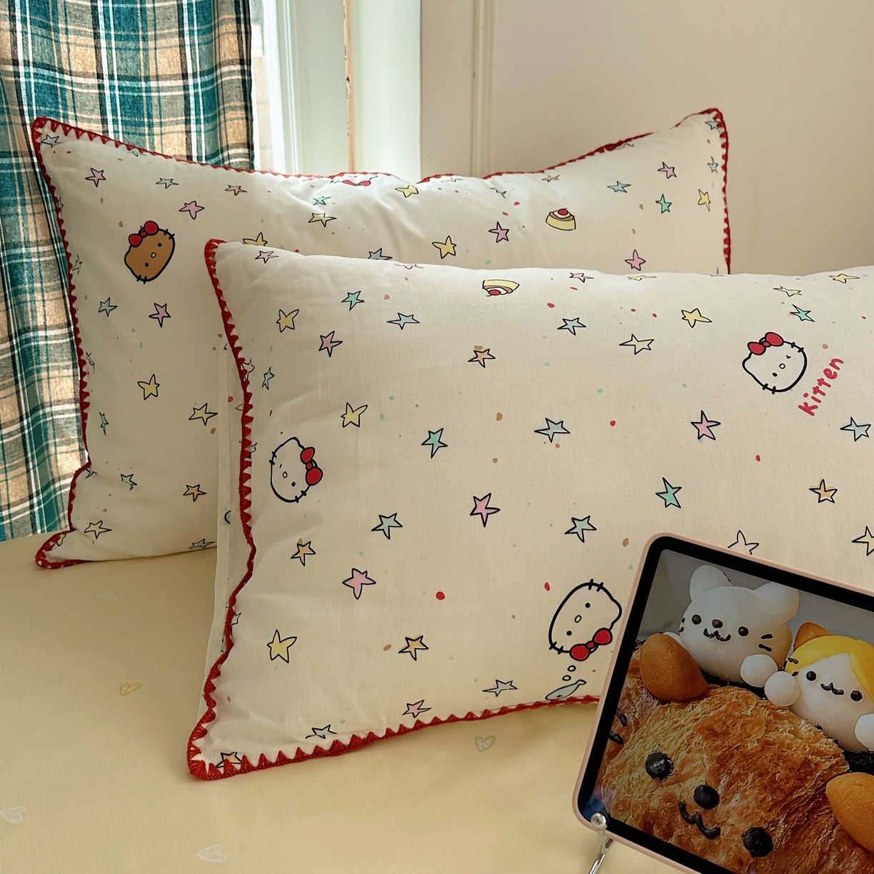 91家纺网 家纺一手货源 找家纺 瑞莱 （持续上新）2026新款全棉纯棉印花贝壳边四件套 星梦凯蒂