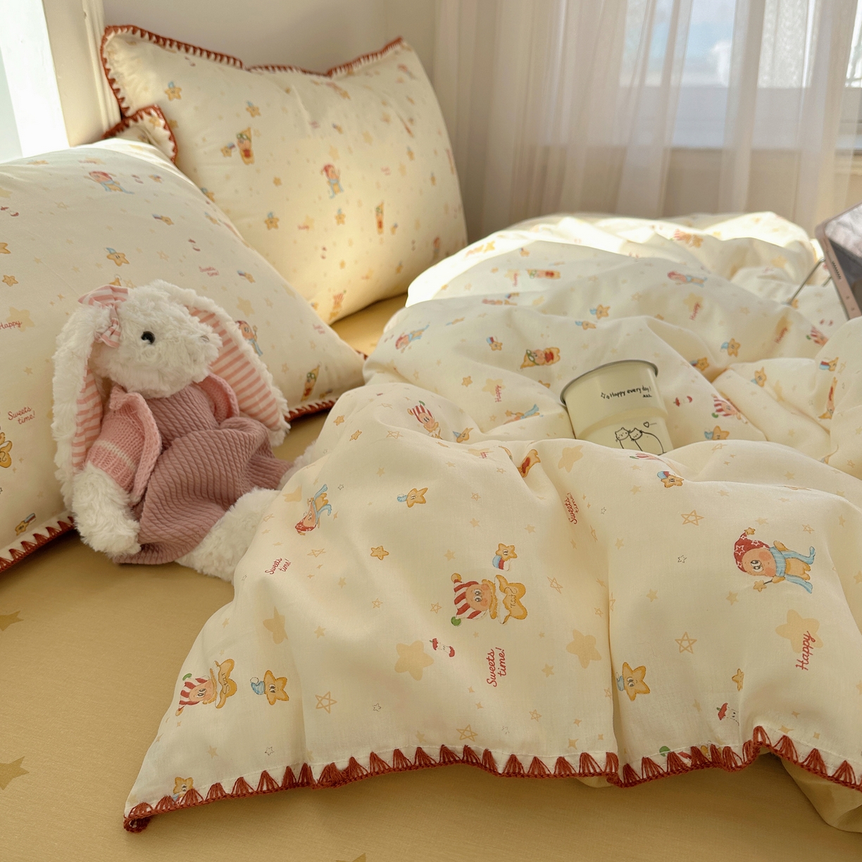 91家纺网 家纺一手货源 找家纺 瑞莱 （持续上新）2026新款全棉纯棉印花贝壳边四件套 小町的家