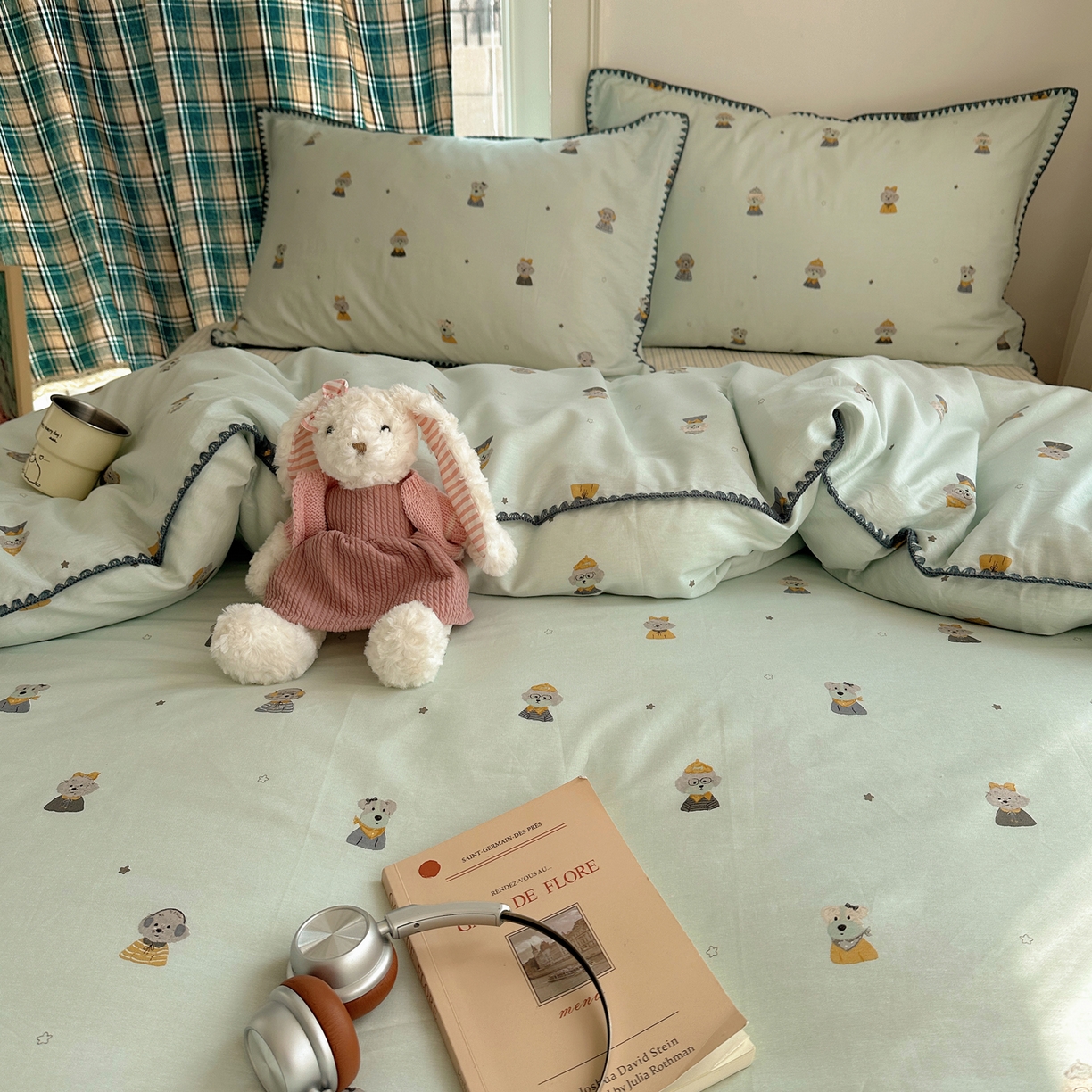 91家纺网 家纺一手货源 找家纺 瑞莱 （持续上新）2026新款全棉纯棉印花贝壳边四件套 星夜柯基