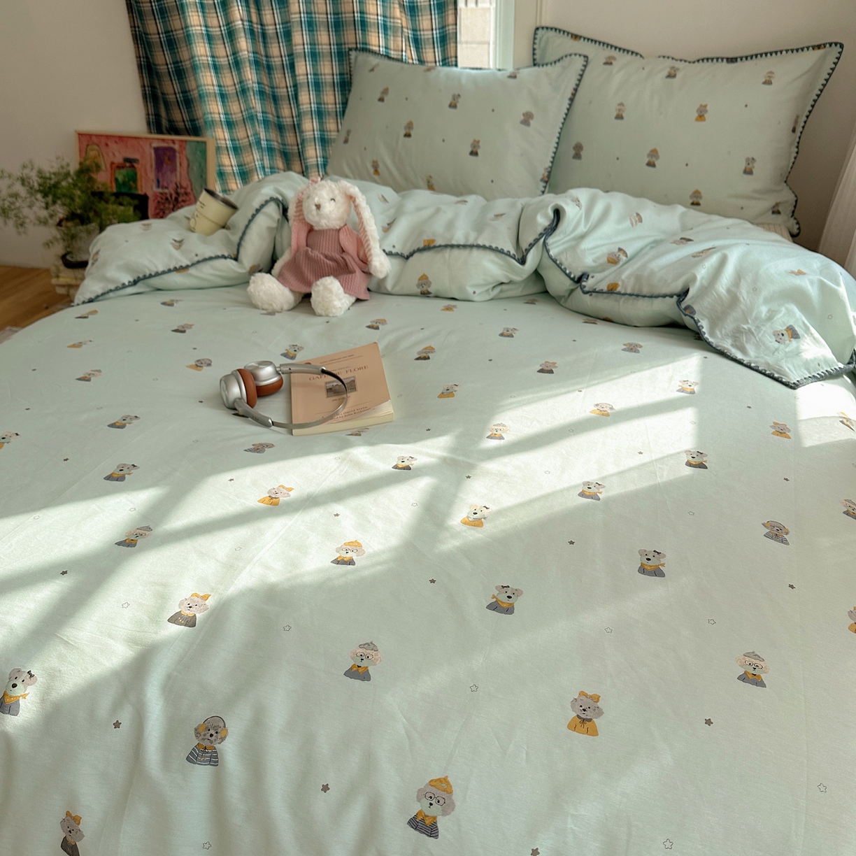 91家纺网 家纺一手货源 找家纺 瑞莱 （持续上新）2026新款全棉纯棉印花贝壳边四件套 星夜柯基