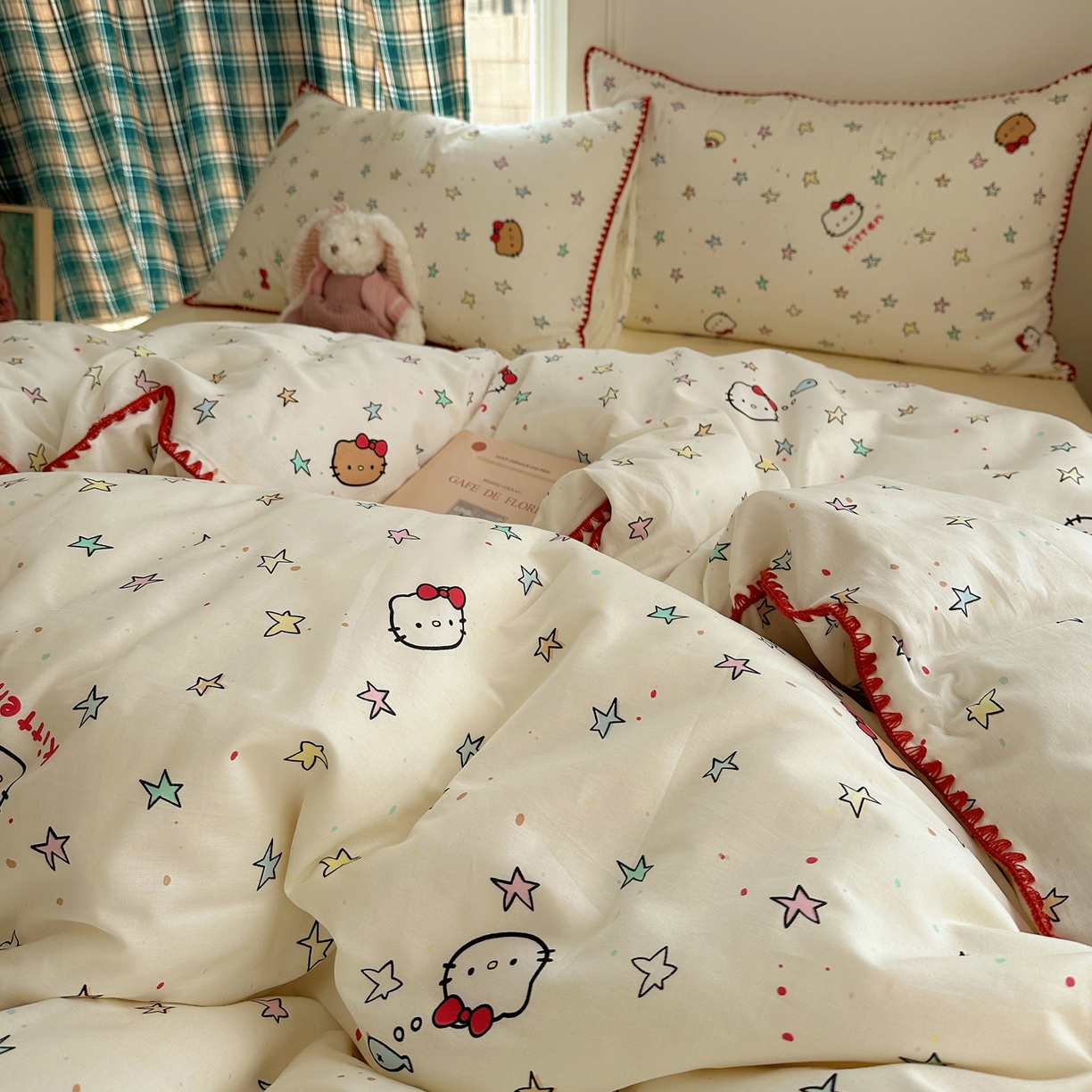 91家纺网 家纺一手货源 找家纺 瑞莱 （持续上新）2026新款全棉纯棉印花贝壳边四件套 星梦凯蒂