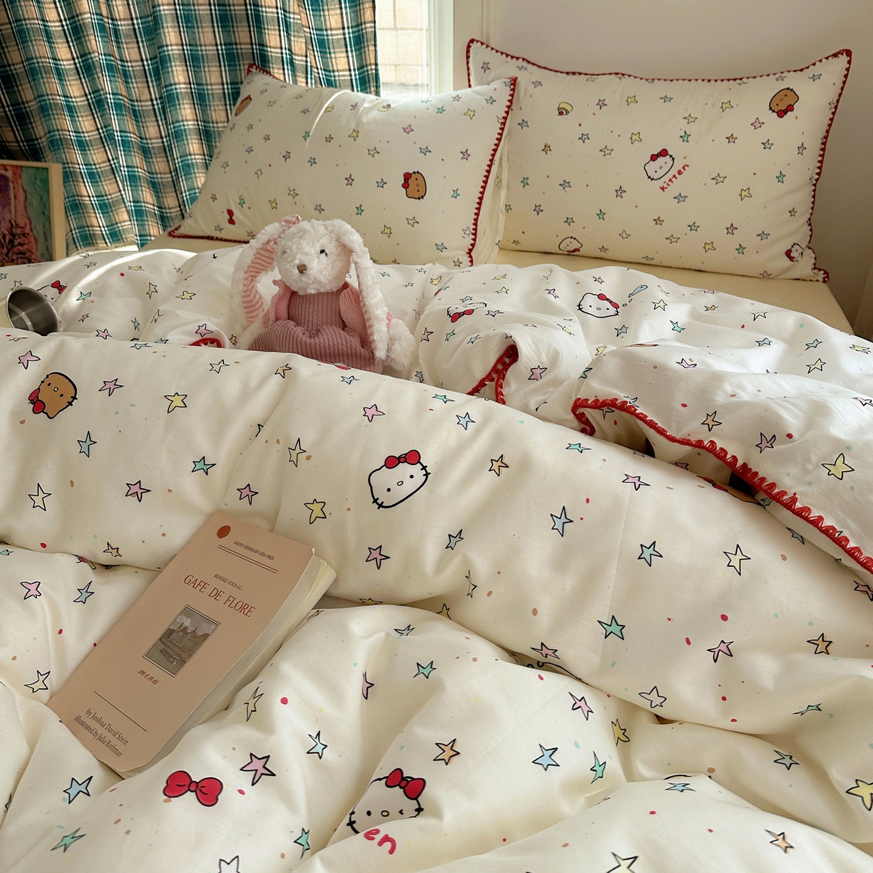 91家纺网 家纺一手货源 找家纺 瑞莱 （持续上新）2026新款全棉纯棉印花贝壳边四件套 星梦凯蒂