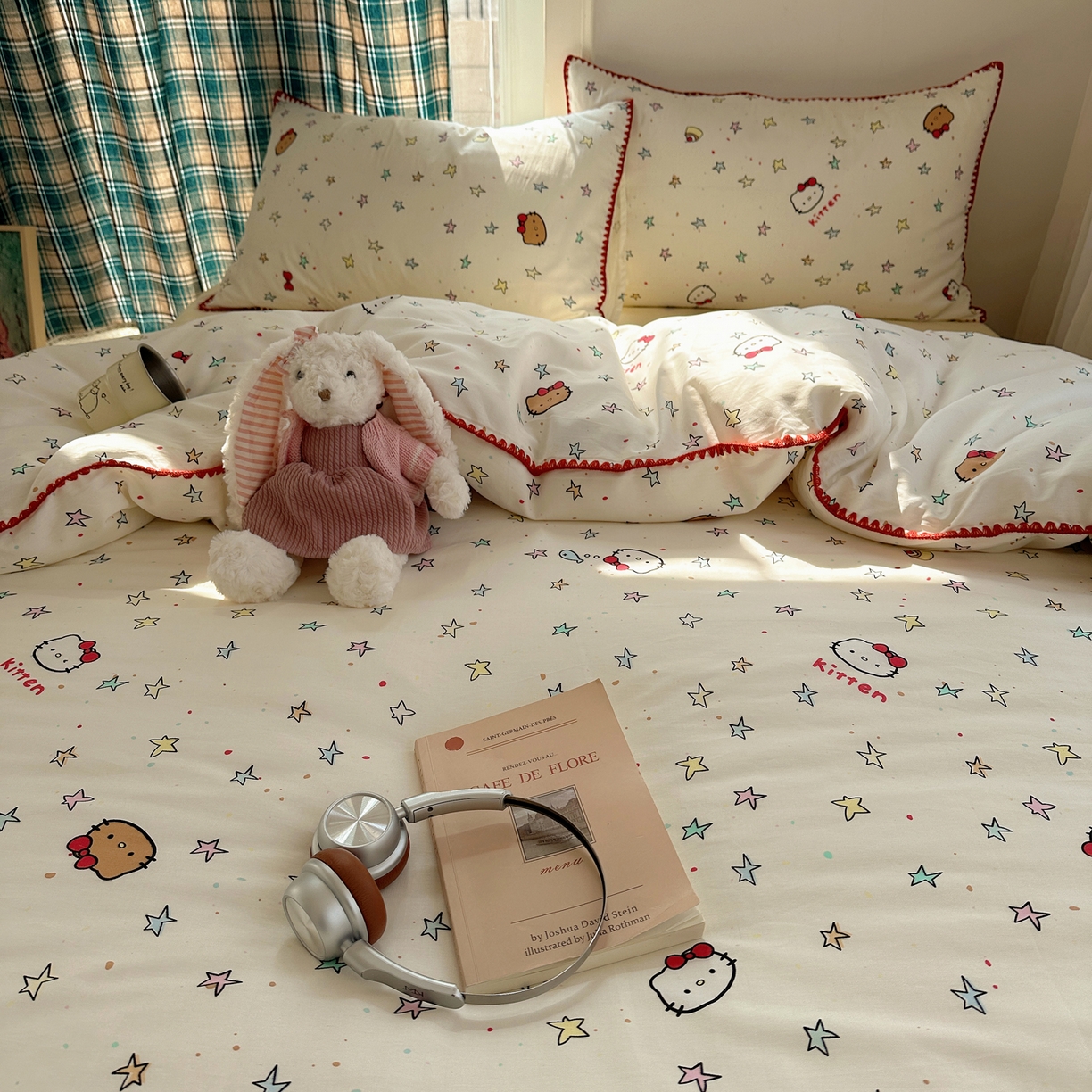 91家纺网 家纺一手货源 找家纺 瑞莱 （持续上新）2026新款全棉纯棉印花贝壳边四件套 星梦凯蒂