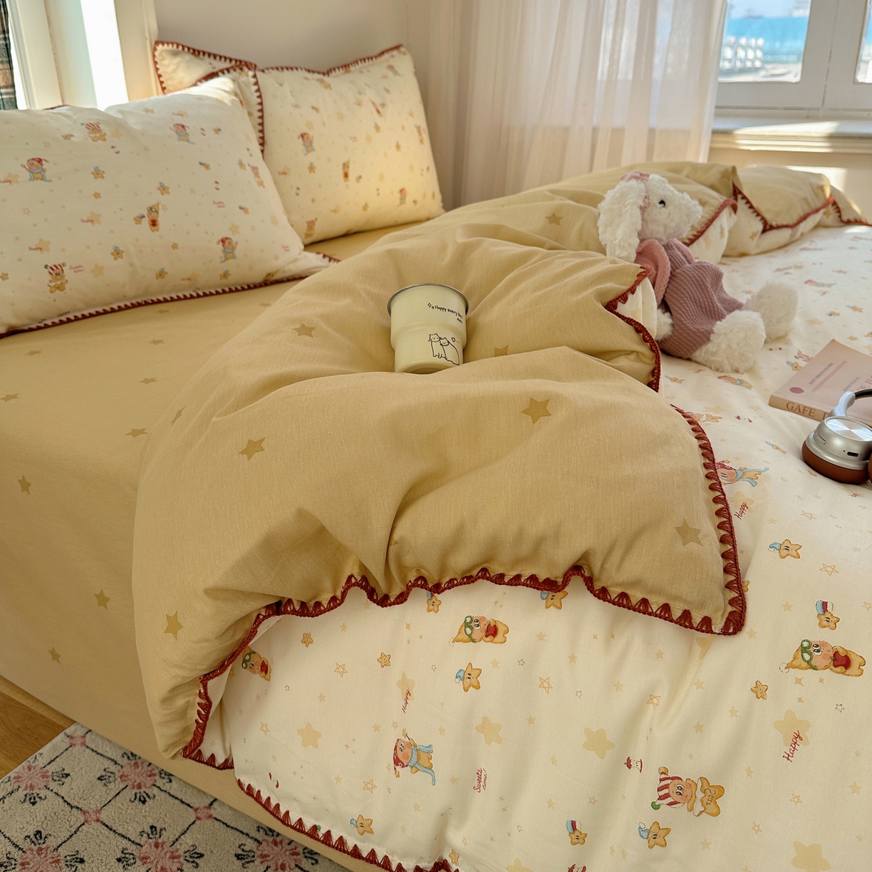 91家纺网 家纺一手货源 找家纺 瑞莱 （持续上新）2026新款全棉纯棉印花贝壳边四件套 小町的家