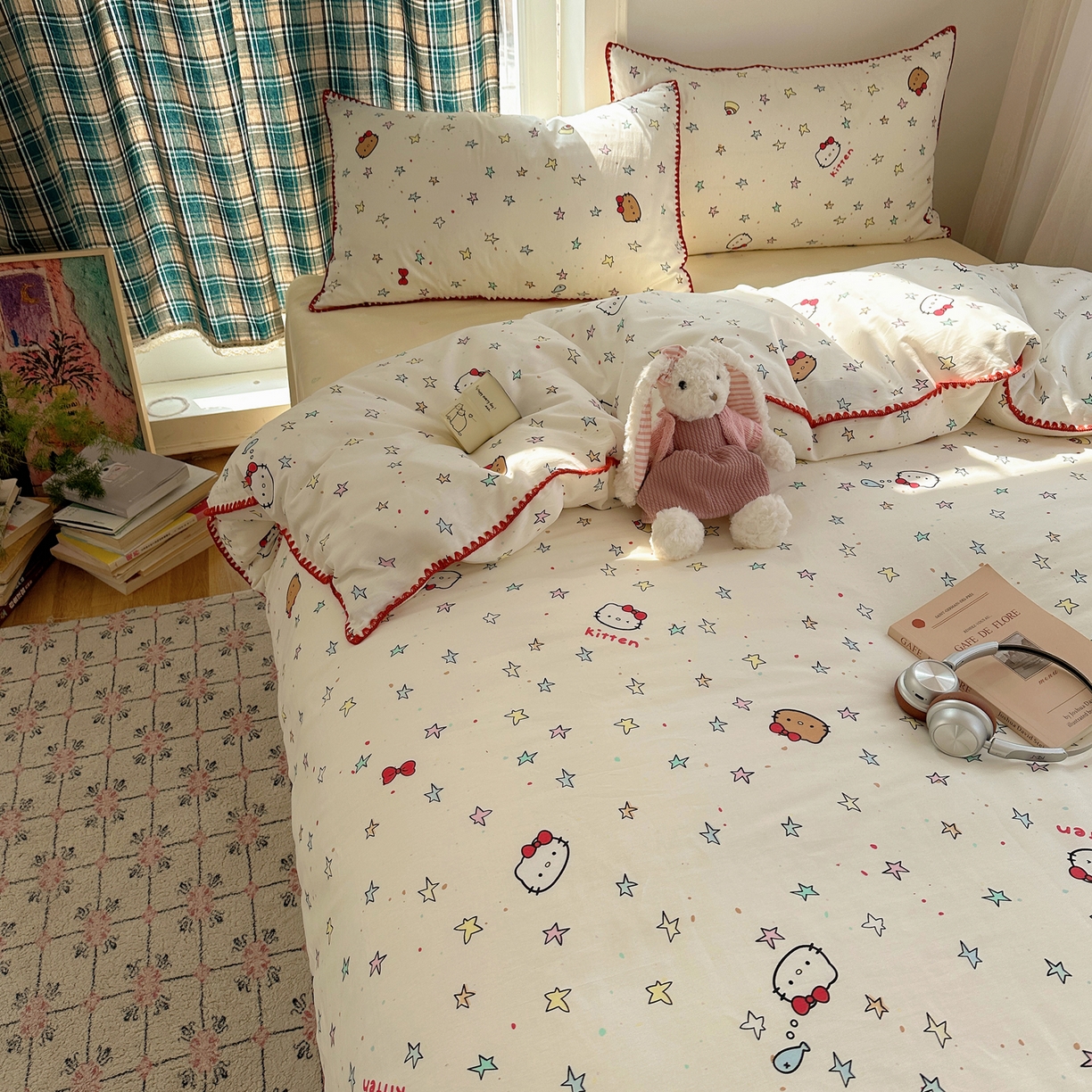 91家纺网 家纺一手货源 找家纺 瑞莱 （持续上新）2026新款全棉纯棉印花贝壳边四件套 星梦凯蒂