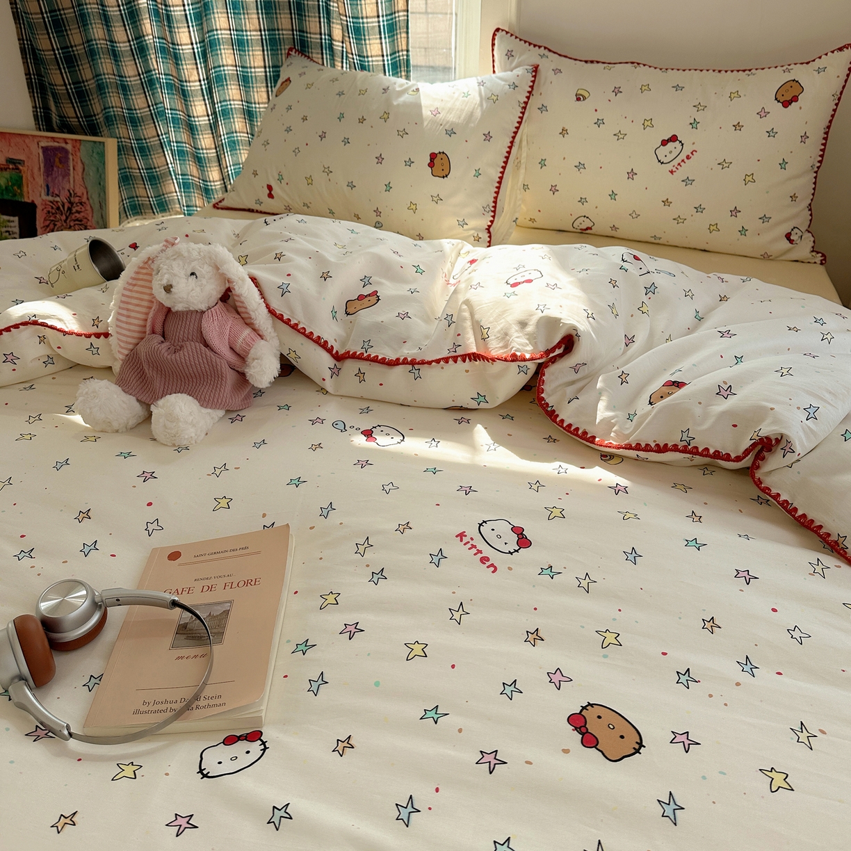 91家纺网 家纺一手货源 找家纺 瑞莱 （持续上新）2026新款全棉纯棉印花贝壳边四件套 星梦凯蒂