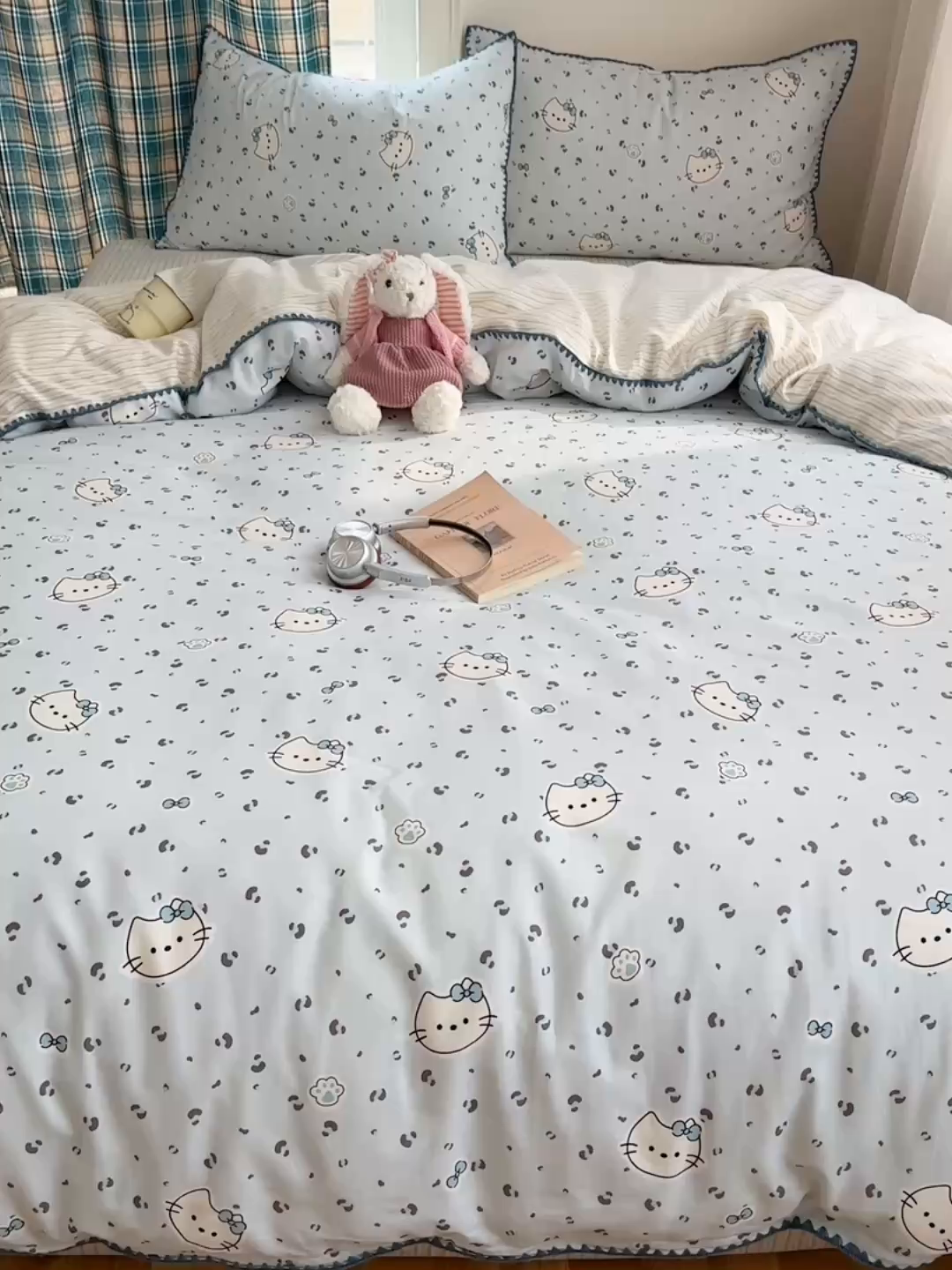 91家纺网 家纺一手货源 找家纺 瑞莱 （持续上新）2026新款全棉纯棉印花贝壳边四件套 蓝调豹纹喵