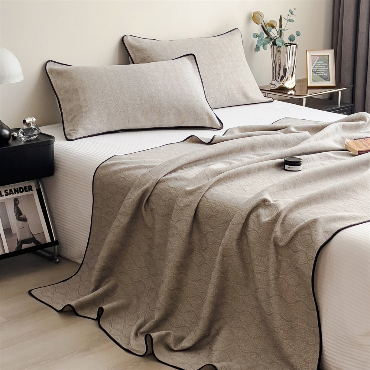 91家纺网 家纺一手货源 找家纺 布凡家居 2026新款全棉纯棉四层纱夏被盖毯床盖午睡毯沙发毯毯子 佩利斯