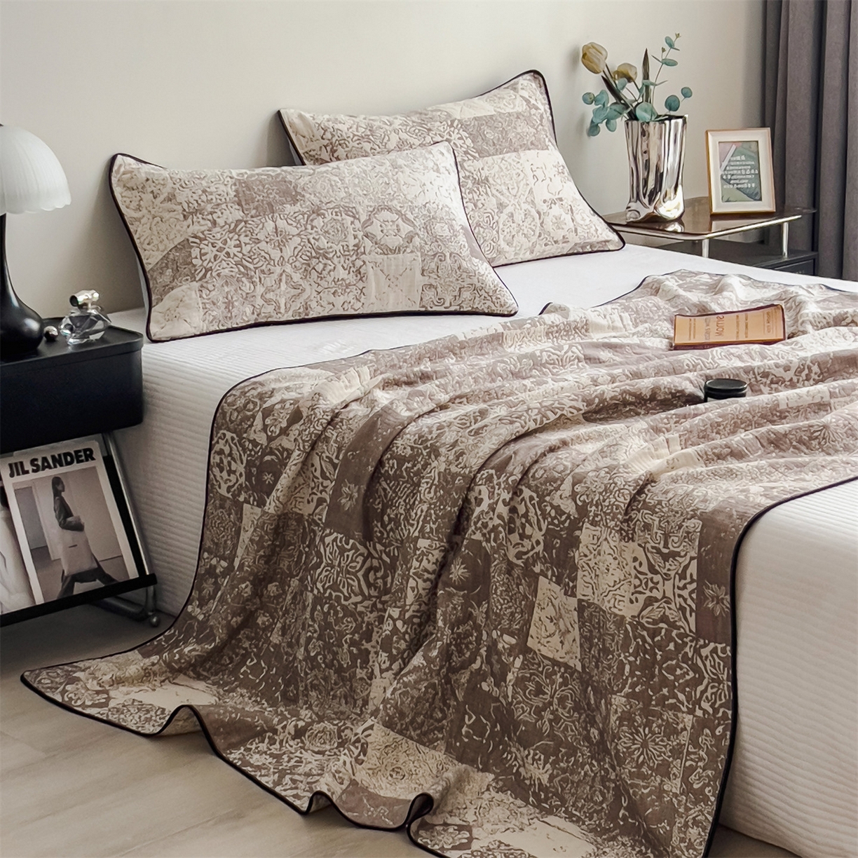 91家纺网 家纺一手货源 找家纺 布凡家居 2026新款全棉纯棉四层纱夏被盖毯床盖午睡毯沙发毯毯子 琥珀