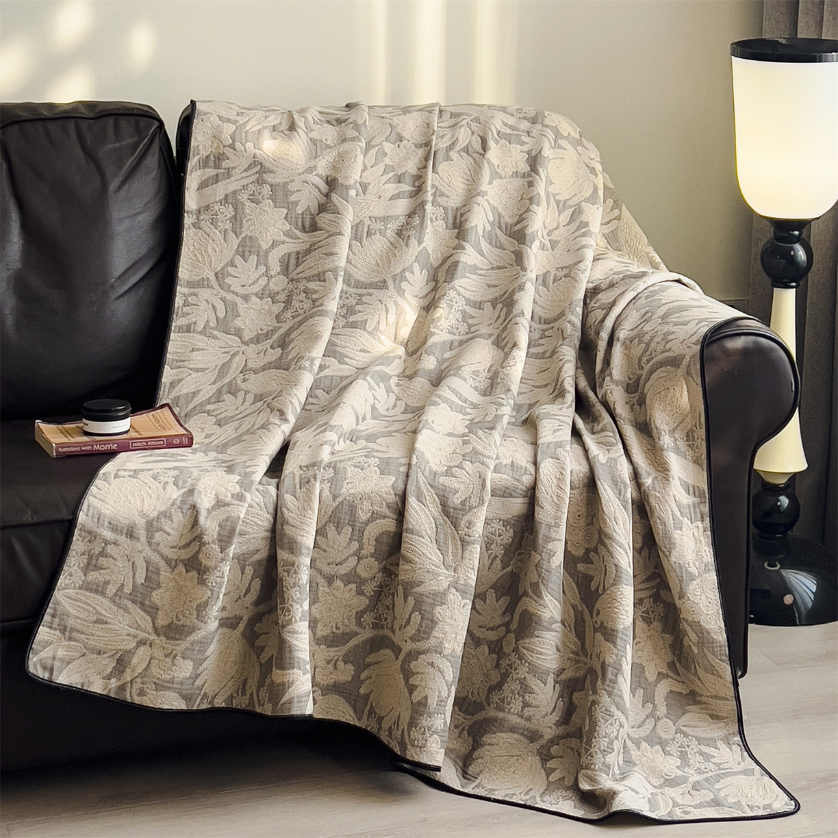 91家纺网 家纺一手货源 找家纺 布凡家居 2026新款全棉纯棉四层纱夏被盖毯床盖午睡毯沙发毯毯子 锦瑟