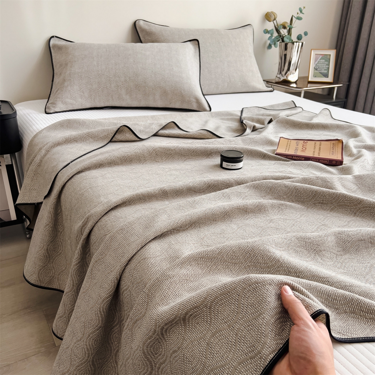 91家纺网 家纺一手货源 找家纺 布凡家居 2026新款全棉纯棉四层纱夏被盖毯床盖午睡毯沙发毯毯子 佩利斯