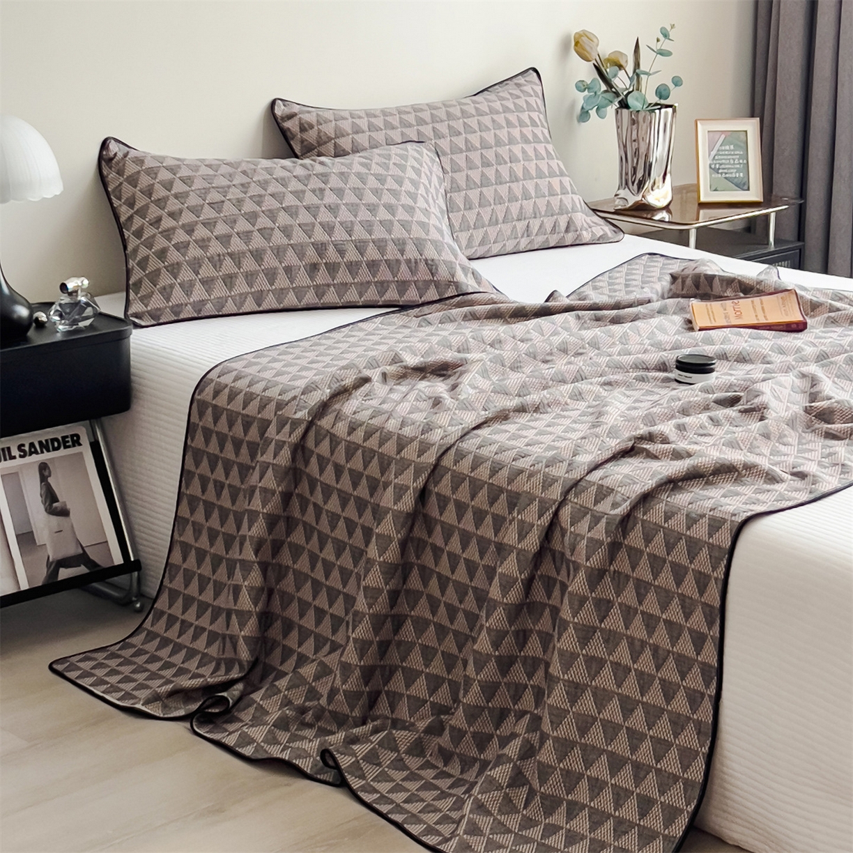 91家纺网 家纺一手货源 找家纺 布凡家居 2026新款全棉纯棉四层纱夏被盖毯床盖午睡毯沙发毯毯子 波光粼粼