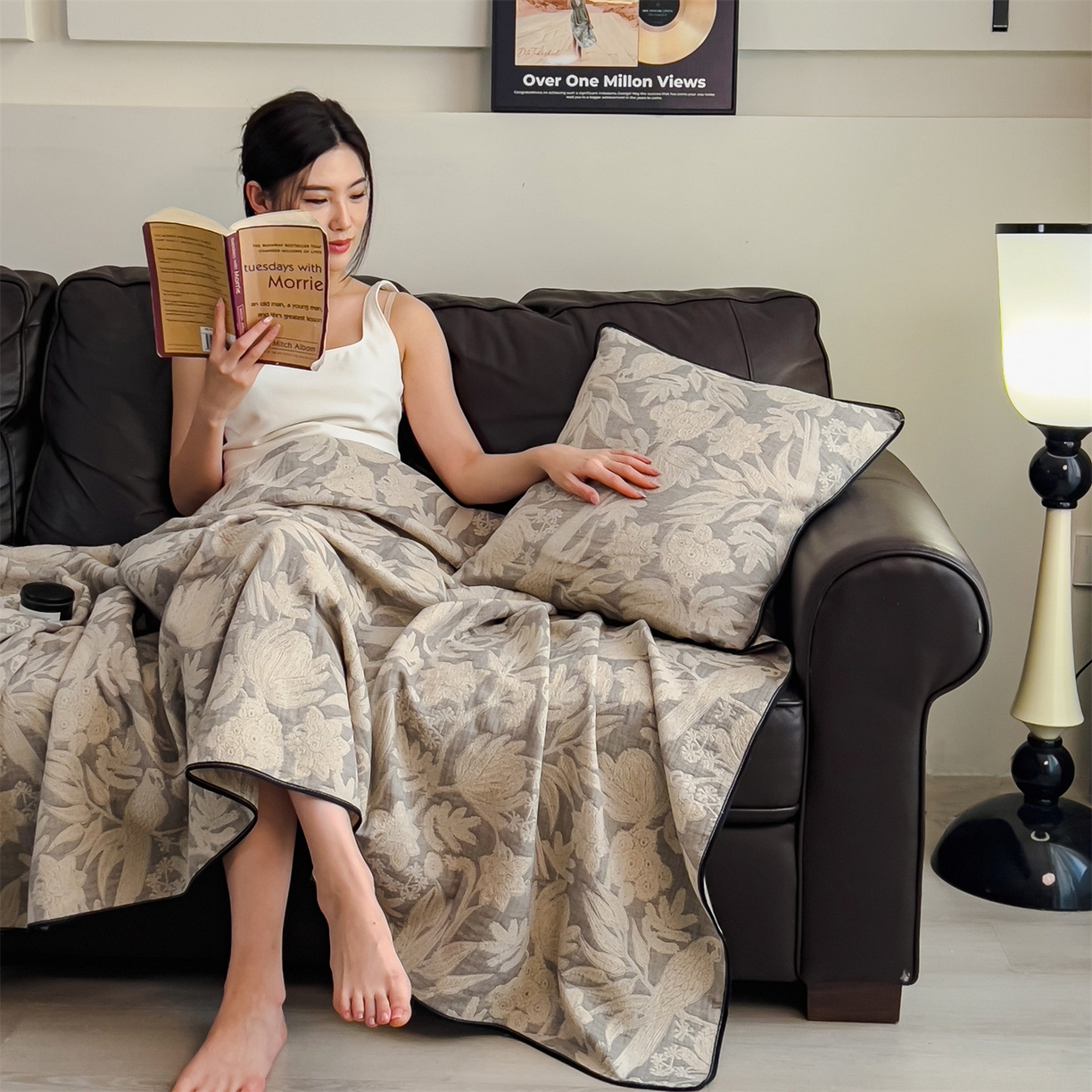 91家纺网 家纺一手货源 找家纺 布凡家居 2026新款全棉纯棉四层纱夏被盖毯床盖午睡毯沙发毯毯子 锦瑟